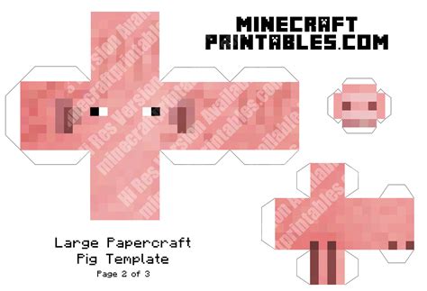 minecraft pig  printable minecraft pig papercraft template