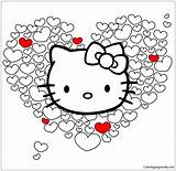 Kitty Hello Valentine Pages Coloring Heats Color Cartoons sketch template