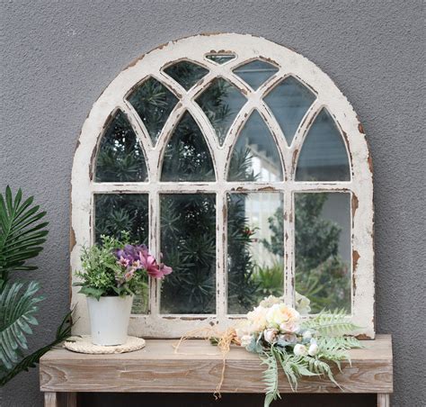 large decorative arched window pane wall mirrors