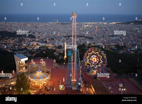 spain europe catalonia barcelona tibidabo amusement park fair  stock photo royalty  image
