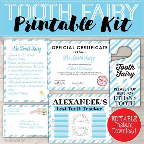boy tooth fairy letter instant  kit  teeth etsy tooth