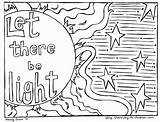 Coloring Creation Pages Moon Stars Bible God Sun Light Kids Made Created Worksheets Drawing Clipart Jesus Story Genesis Color Sheets sketch template