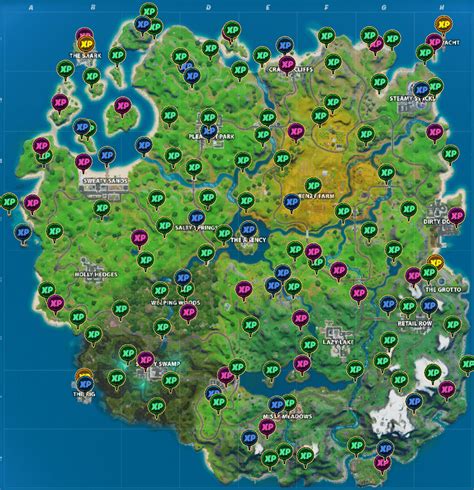 fortnite  xp coin locations map   collect  xp coins fortnite insider