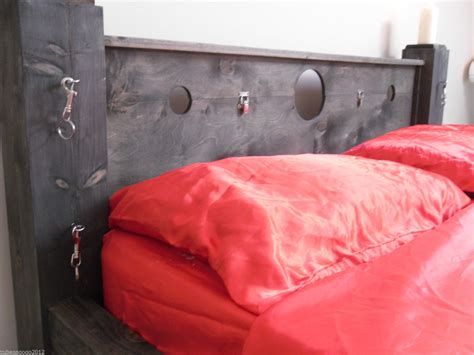 black sex bondage fetish chunky solid bed frame converts into