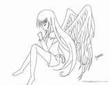 Anime Coloring Pages Angel Girl Emo Cute Couple Printable Colouring Lineart Female Teenagers Print Couples Getcolorings Deviantart Drawings Color Winged sketch template