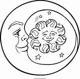 Mandala Lune Moon Sun Soleil sketch template
