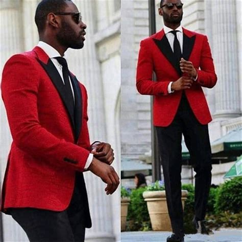 Red Prom Suit With Black Satin Lapel Red Tuxedo For Men – Classbydress