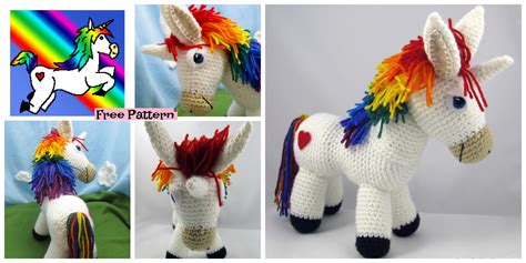 adorable crochet rainbow donkey  pattern diy