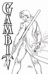 Gambit Line Coloring Pages Deviantart Men Colouring Rogue Nightcrawler sketch template