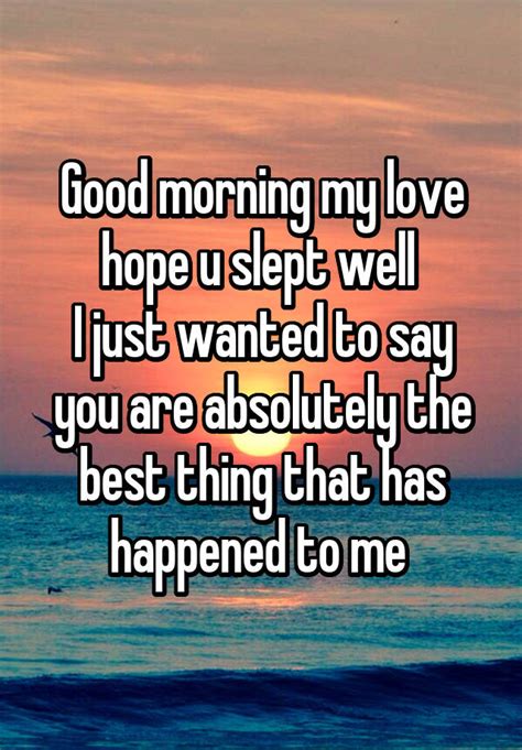 good morning my love hope u slept well i just wanted to say you are