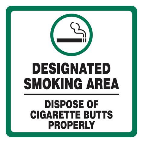 designated smoking area safety sign des safety sign