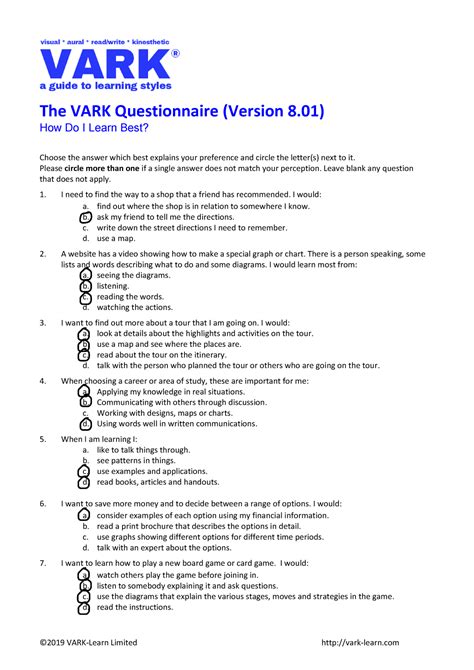 vark questionnaire  vark learn limited vark learn  vark