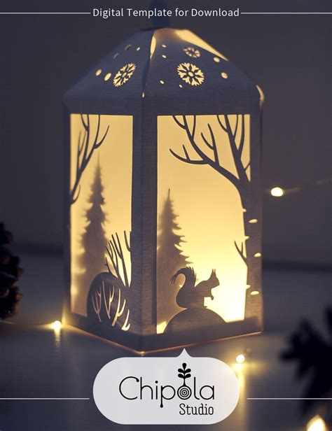 christmas decoration svg  christmas lantern paper model deer led