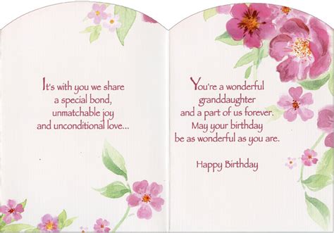 pink flowers with glitter z fold granddaughter birthday card by