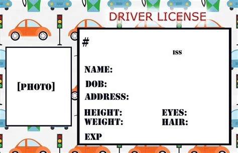 drivers license template  kids expertslasopa