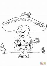 Mexikaner Cinco Ausmalbilder Gitarre Spielt Ausmalen Mexicaan Flagge Mexiko sketch template