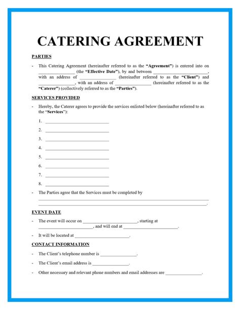 catering agreement template