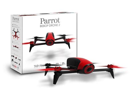 red  black remote controlled flying device  front   box   package