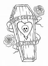 Coffin Drawing Tattoo Pages Tattoos Flash Coloring Alkaline Trio Designs Spooky Drawings Body Casket Skull Getdrawings Whistle Traditional Color Mine sketch template