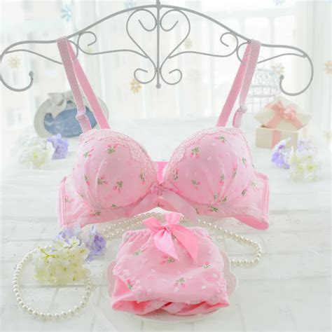 Wire Free Bra And Brief Set Women Sexy Push Up Bra And Panty Set 32a