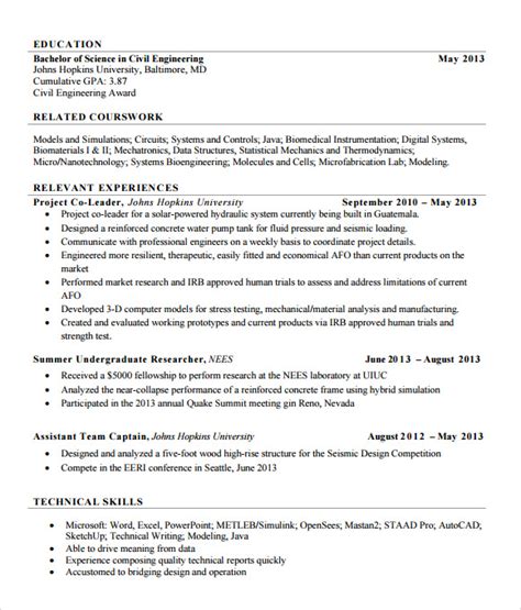 sample civil engineer resume templates   ms word psd