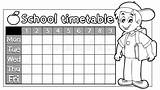Timetable School Coloring Book Illustration Vector sketch template