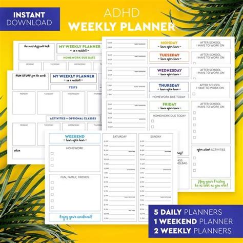 printable adhd planner designed   easy    lets