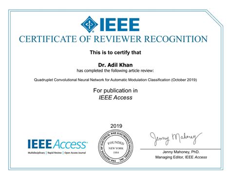 certificate  reviewer recognition  ieee access