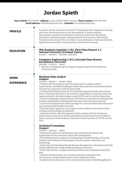 data analyst resume template   prntbl