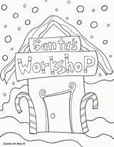 Workshop Santa Santas Coloring Pages Sleigh Printable Getcolorings Drawing Color Print sketch template