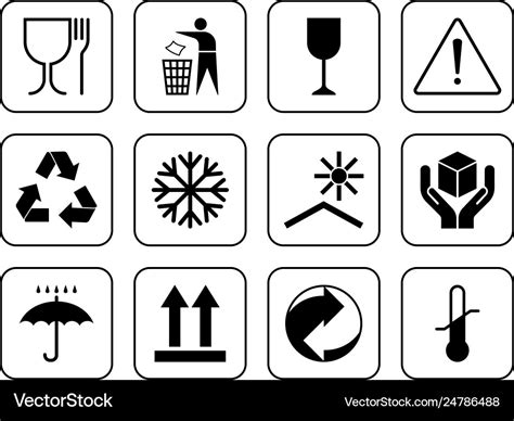 packaging symbols flat package signs isolated  vector image