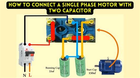 connect  single phase motor   capacitor azan