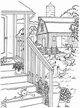 Landscape Outhouse Chickens Rocks sketch template