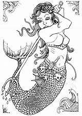 Coloring Pages Mermaid Adult Mermaids Sirens Books Choose Board sketch template