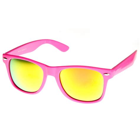 Retro Bright Horn Rimmed Sunglasses With Colorful Mirrored Lenses Uv