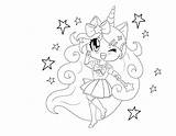 Unicorn Coloring Girl Magical sketch template