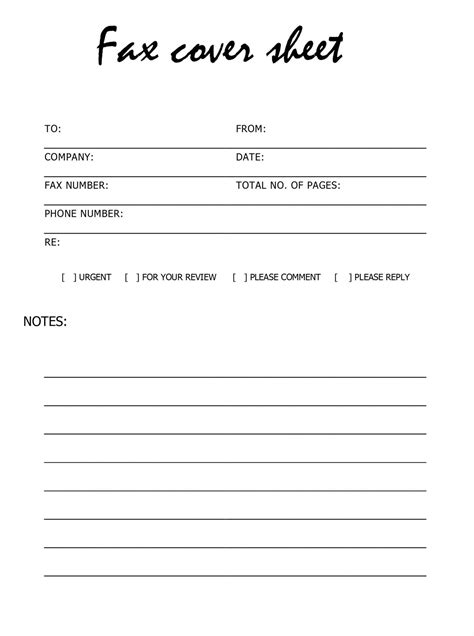 printable  printable fax cover sheet