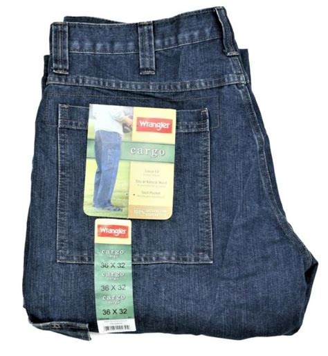 wrangler cargo jeans dark stone denim tech pocket mens sizes ebay