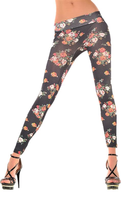 jj gogo flower print leggings black at amazon women s clothing store