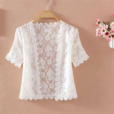 2018 new solid v neck sweater knit thin cardigan casual white lace