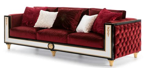 stonington collection red tufted sofa