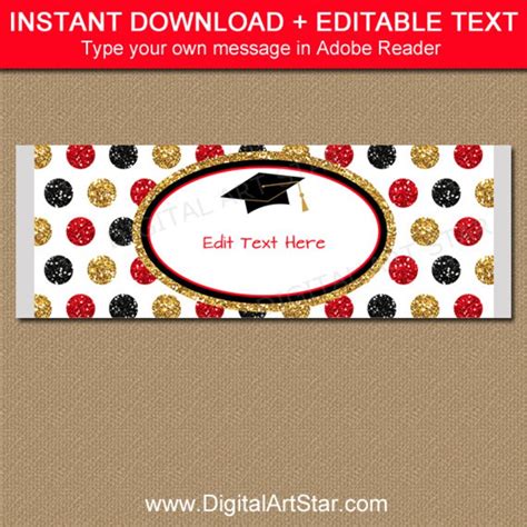 graduation candy bar wrapper template chocolate wrapper etsy