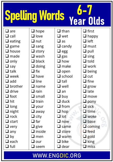 spelling words    year olds year  engdic