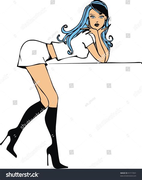 sexy pin up girl with miniskirt and boots stock vector illustration 91717031 shutterstock