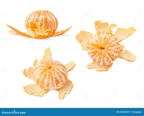 Fresh Juicy Tangerine Fruit Isolated Over The White Background Stock