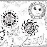 Hattifant Pages Moon Coloring Sun Colouring Butterflies Flowers Adults Color Printable sketch template