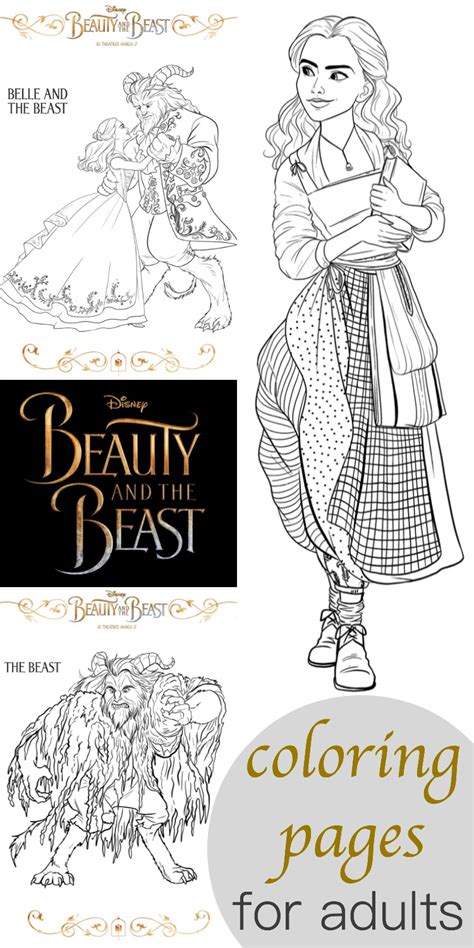 beauty   beast coloring pages  adults orange county guide