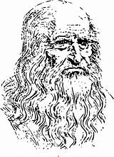 Vinci Da Leonardo Outline Clipart Portrait Self Svg sketch template
