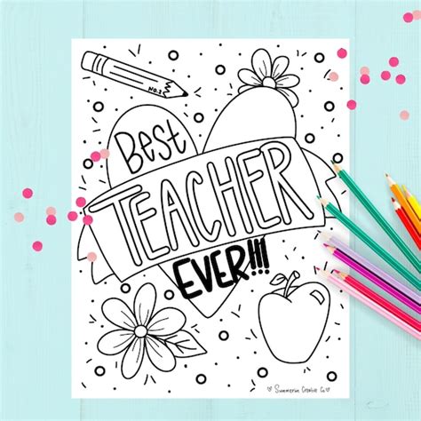 teacher coloring page teacher appreciation printable etsy