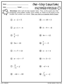 step equations picture puzzle  chilimath algebra